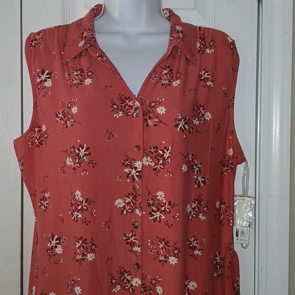No Boundaries Sleeveless dusty mauve floral belted tshirt dress Sz XXL (19) NWT - Picture 3 of 8